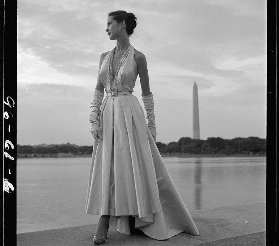 Women in the 1950s in formal gown in Washington DC